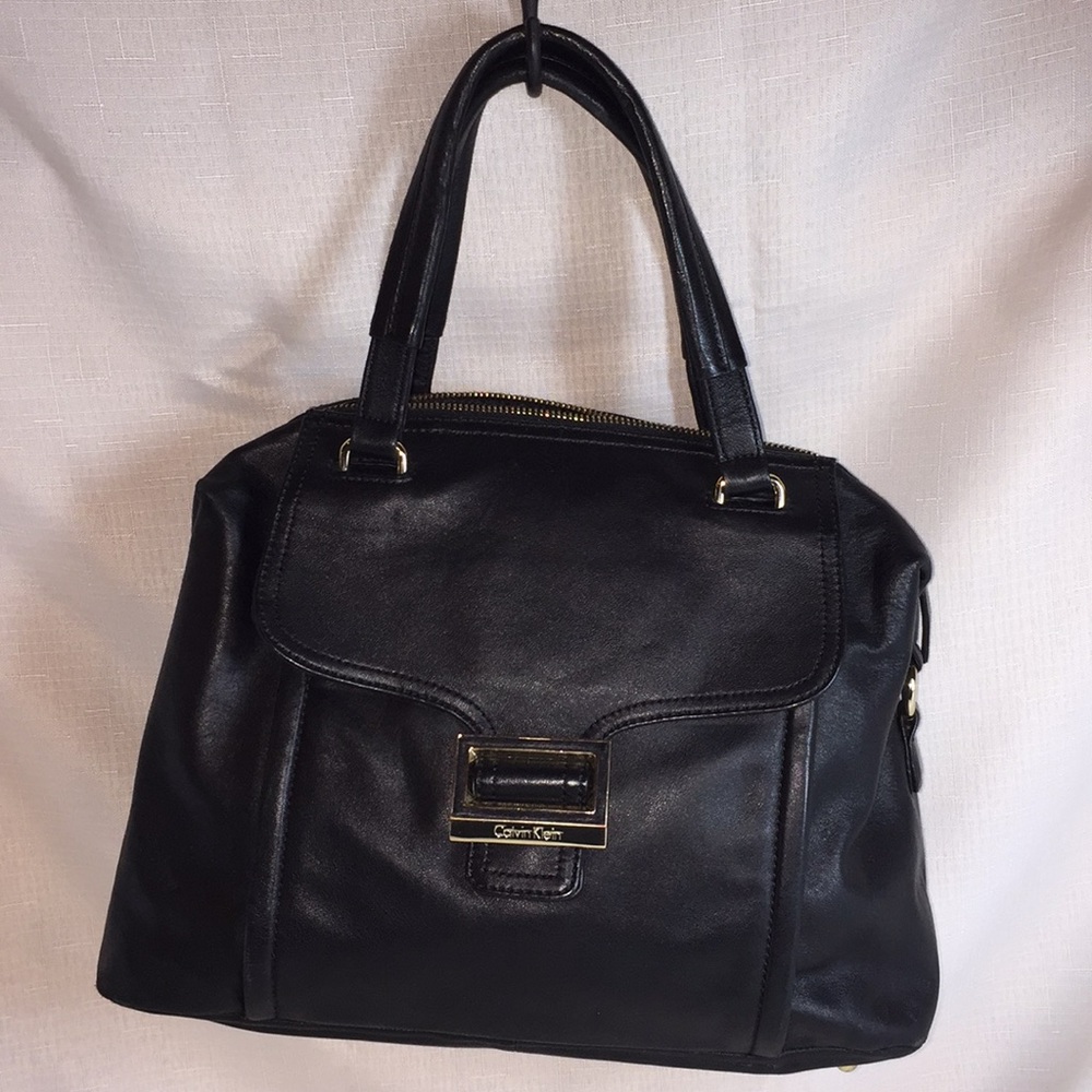 Black Calvin Klein super soft leather satchel